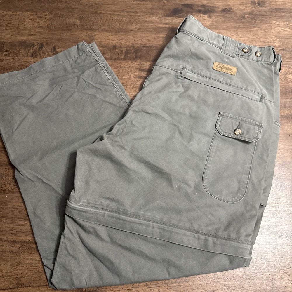 Cabelas Mens Size 40 Reg Cargo Zip Off Convertible Outdoor Pants Shorts Green